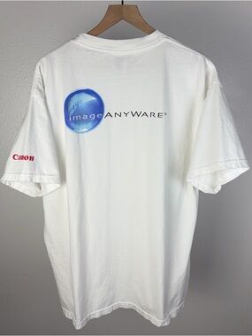 Vintage Canon Camera Image Anyware Anywhere Japan Promo 90’s Y2K T Shirt Size XL